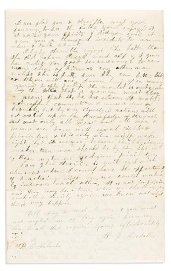 Kendall, Helen Jane Galusha (1829-1903) Autograph Letter Signed, Lowell, Wisconsin, 11 December 1863.